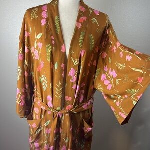 UNCOMMON GOODS‎ Bath Robe Lyocell Lightweight Floral Sustainable Pockets XS/S